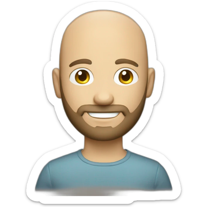 good looking caucasian male with small beard and almost bald smart casual holding papers sticker