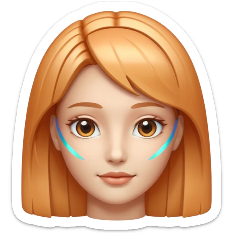 AI Support Agent holo-human-like Cyber AI face, warm, calm and friendly. Holographic look.Soft AI face with a listening, welcoming expression, minimal facial lines, calm eyes.  sticker