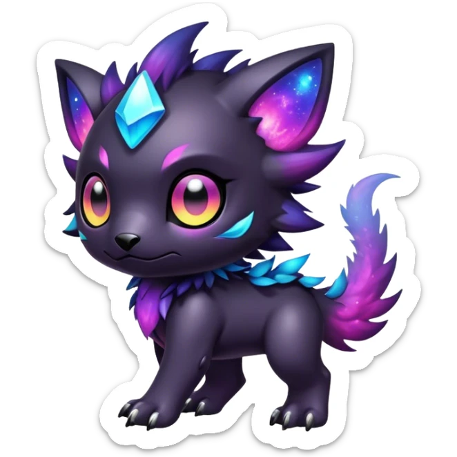 Cute cool colorful dark nebula fantasy-Digimon-animal-hybrid full body sticker