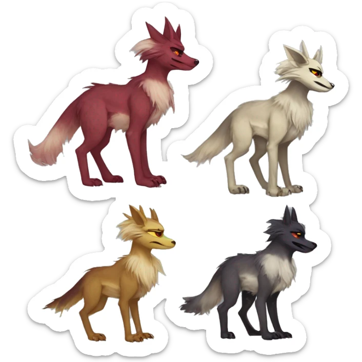Cute Protogen-vernid-sergal-wickerbeast-fantasy-animal-fursona griffsnuff & LiLaiRa & Falvie full body sticker