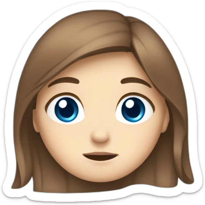 Girl with brown hair white skin blue eyes doing a facepalm sticker