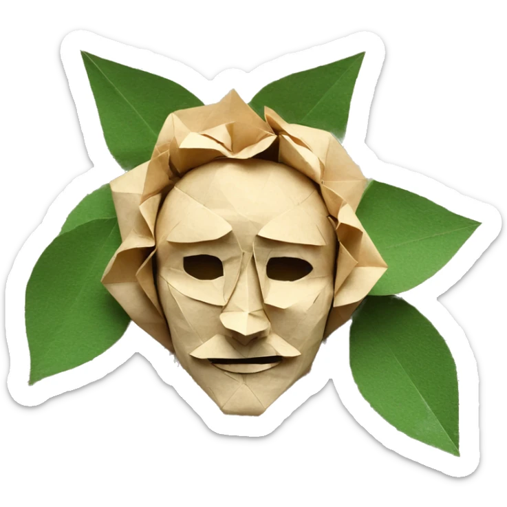 Shakespeare made of origami newspaper roses 420 hemp leaves sticker