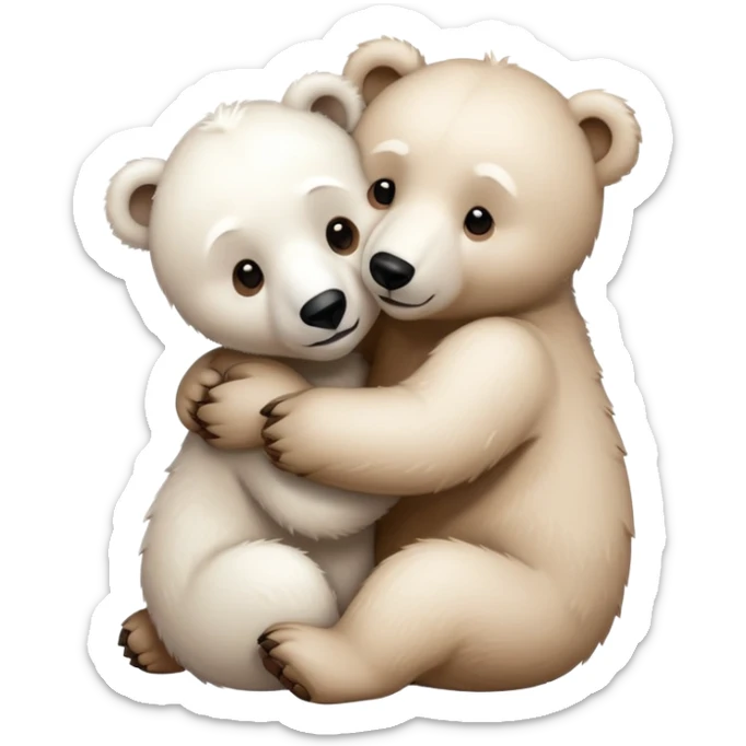 Emoji of a brown bear cub and a polar bear cub Hugging sticker