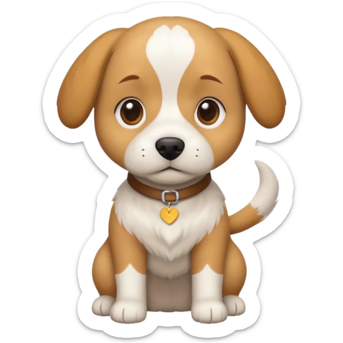 a full body white beagle x maltese x chi dog the size of a kelpie with light brown ears and a light brown patch on one eye sticker