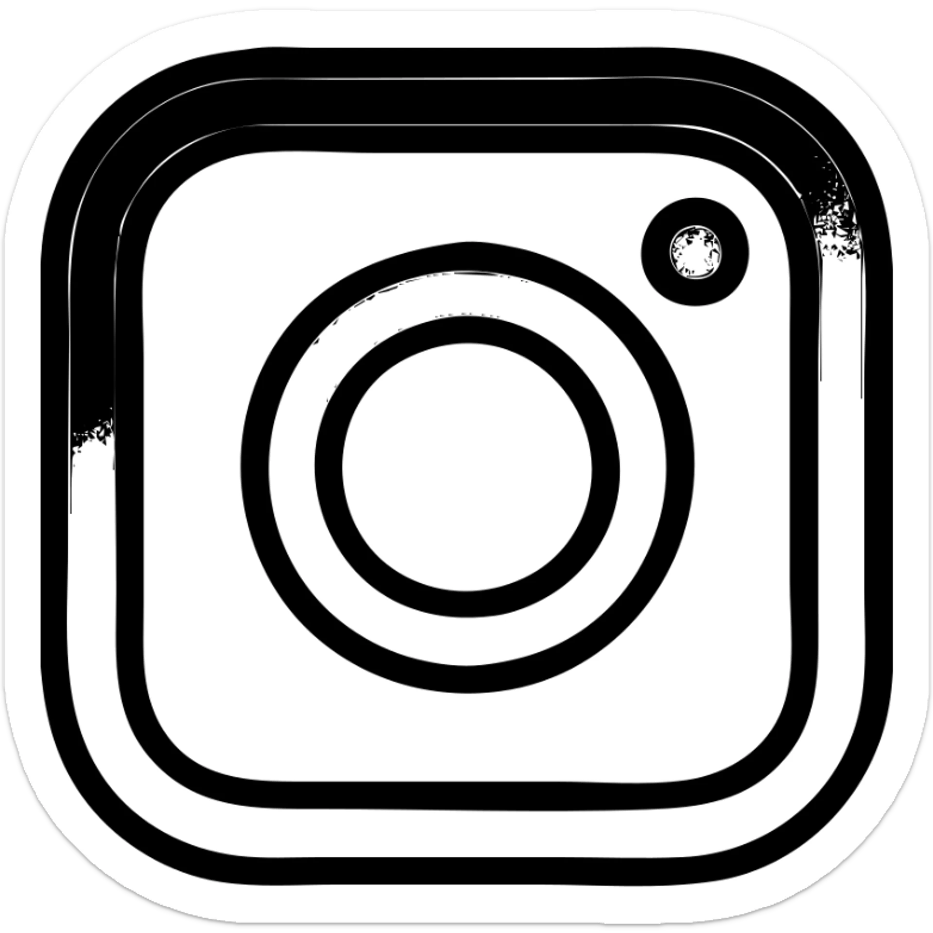 Modify the icon to have the exact Instagram official color gradient with purple, pink, orange, yellow, and white. Use a minimal black outline style with a transparent background. sticker