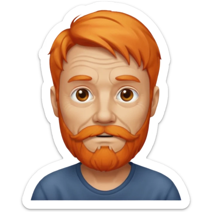 old adult male, orange hair and orange beard sticker