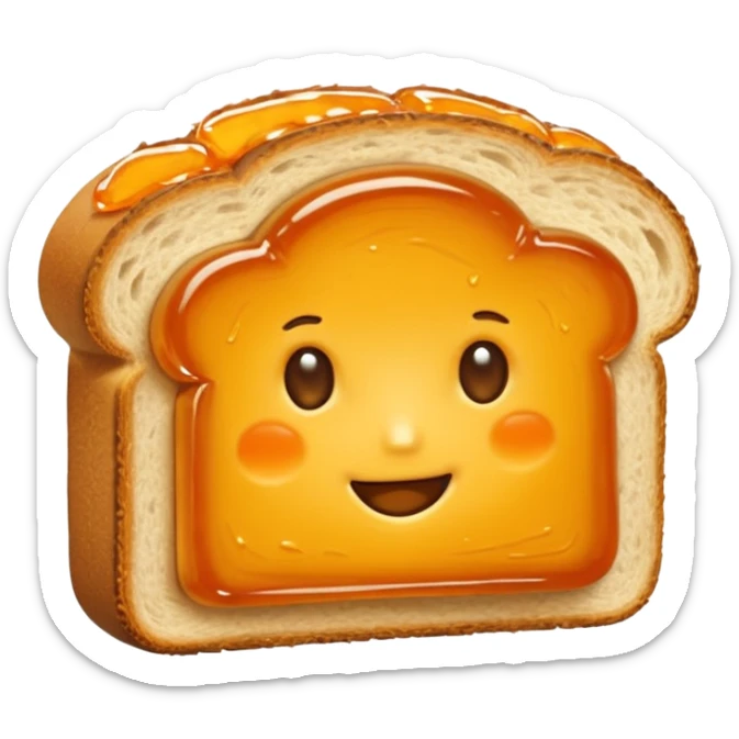Hermès-style slice of bread with orange marmalade jar, cute emoji style sticker