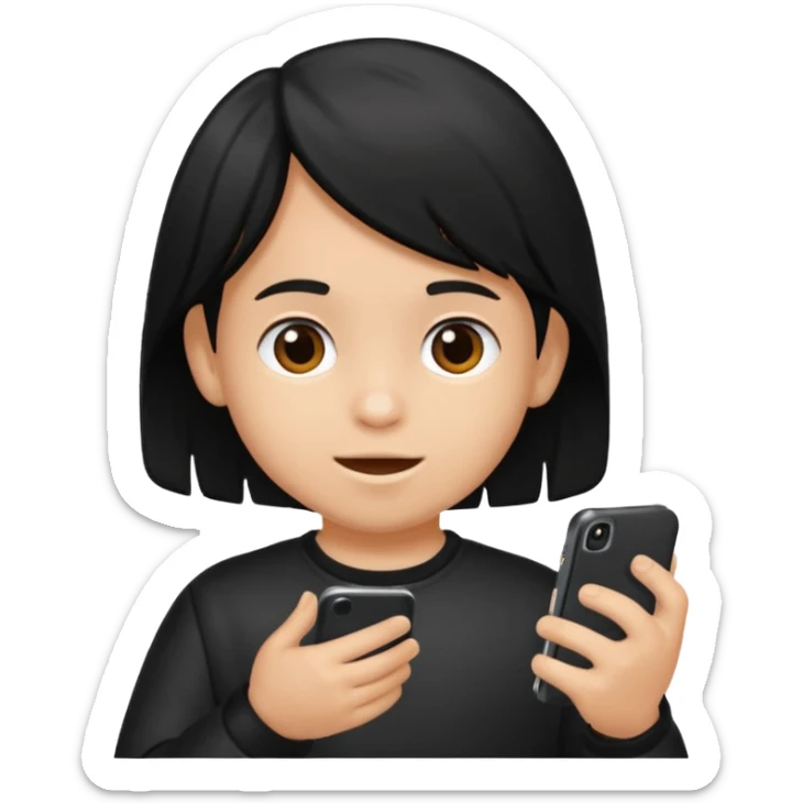 un niño de entre 3 - 10 años jugando con su celular (pelo negro) sticker