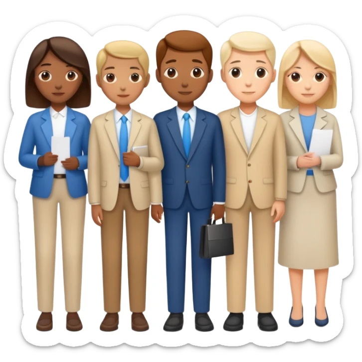 A line of diverse people waiting to vote at a polling station sticker