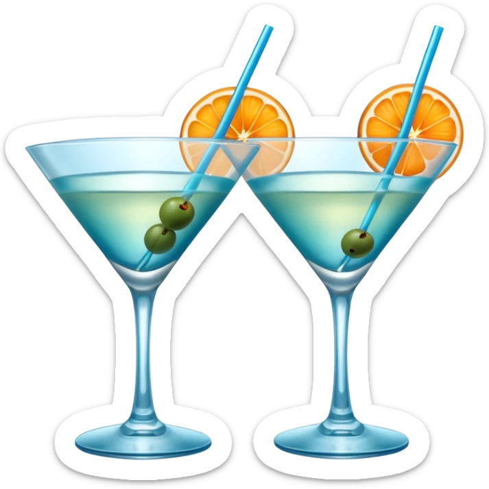 Create an two emoji of martini cocktail, cheers with blue lagoon cocktail sticker