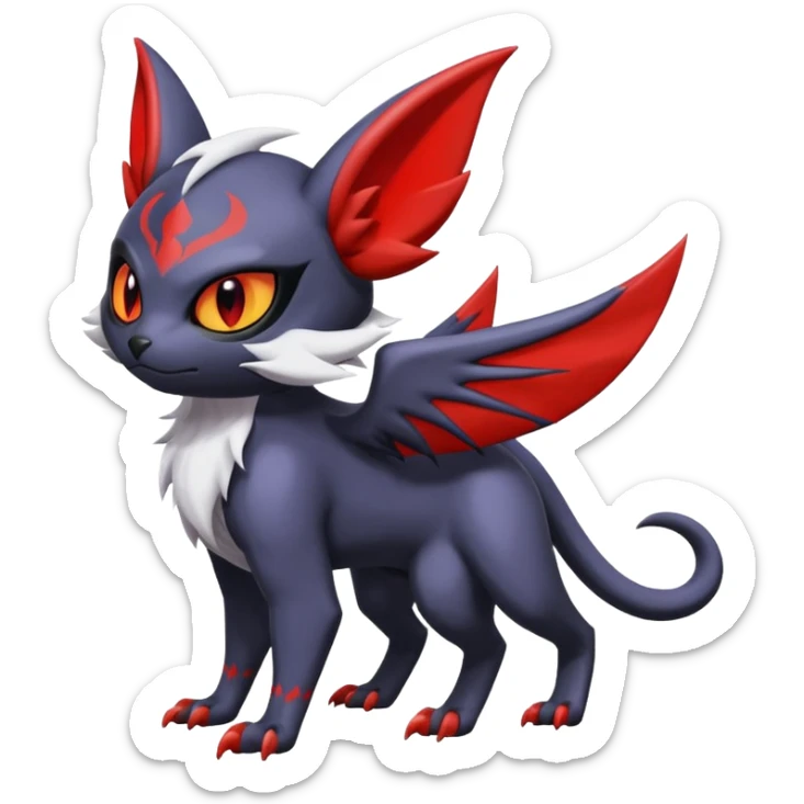 Noibat-Absol-Nargacuga-Litten-Torracat-fusion-Fakemon-Pokémon-creature  sticker
