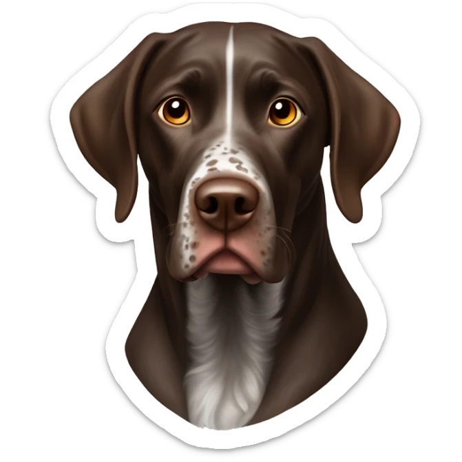 brown gsp dog French Pointer, dark brown roan with eyes, dark brown fur sticker