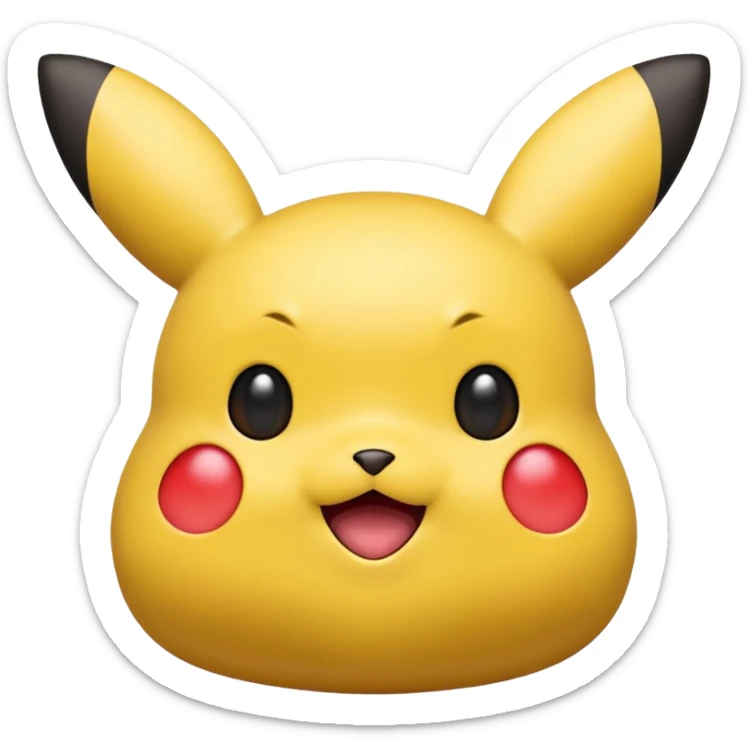 emoji of metamorph (ditto) with pikachu features yellow color, red cheeks, black tips of ears sticker