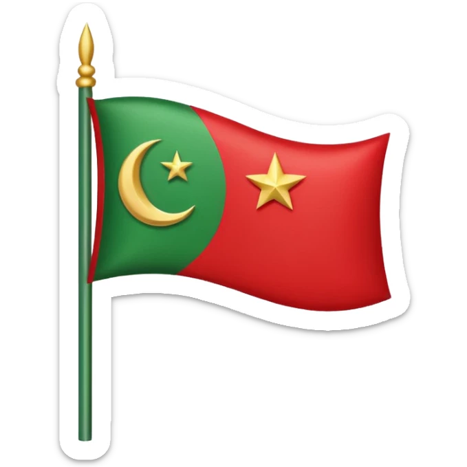 Small pti party red and green color flag with moon and star make one for chat sticker
