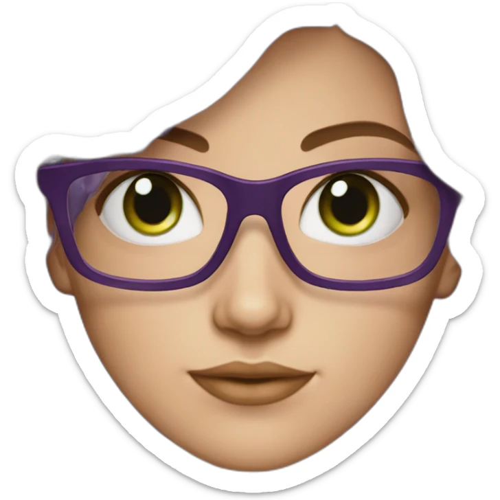white-girl-purple-wavy-hair-green-eyes-square-glasses sticker