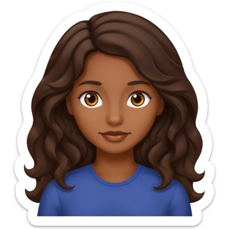 mujer trigueña oscura ,  pelo ondulado,  pelo largo  color marron oscuro, ojos marrones oscuros sticker