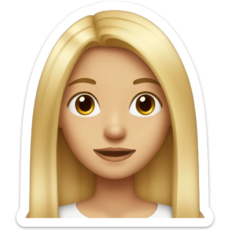 Blonde girl with brown eyes with long and straight hair sticker