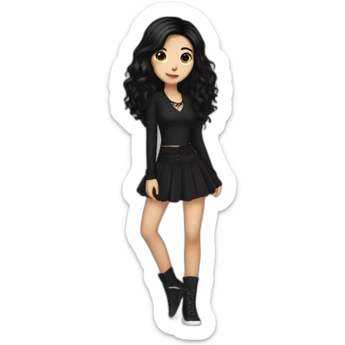 Latina-goth-girl-with-black-hair-and-brown-eyes--dancing sticker