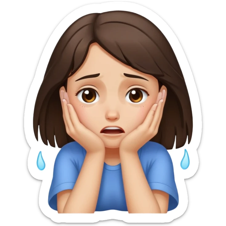 Let it be a crying brunette girl and put her head on her foot sticker