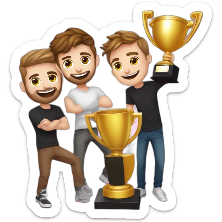 Squeezie, Cyprien,normand et tibo inshape plus le trophée 10million youtube sticker