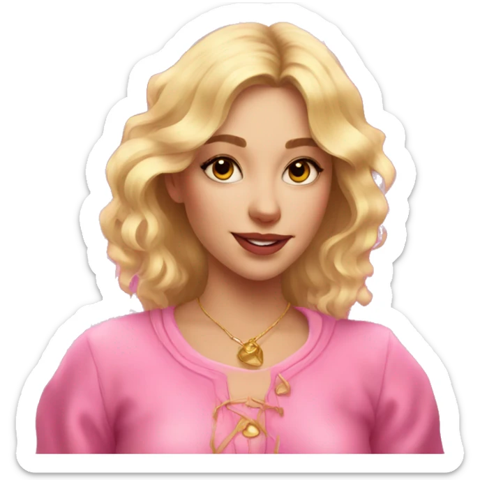 Blonde beautiful girl with pink pink tarot gold cards sticker