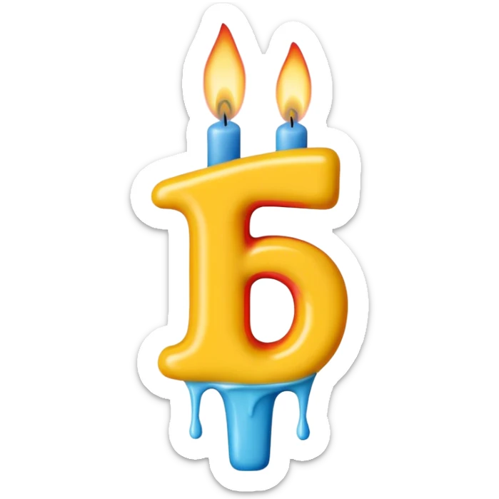 Birthday candles with the shape of the number 15 sticker