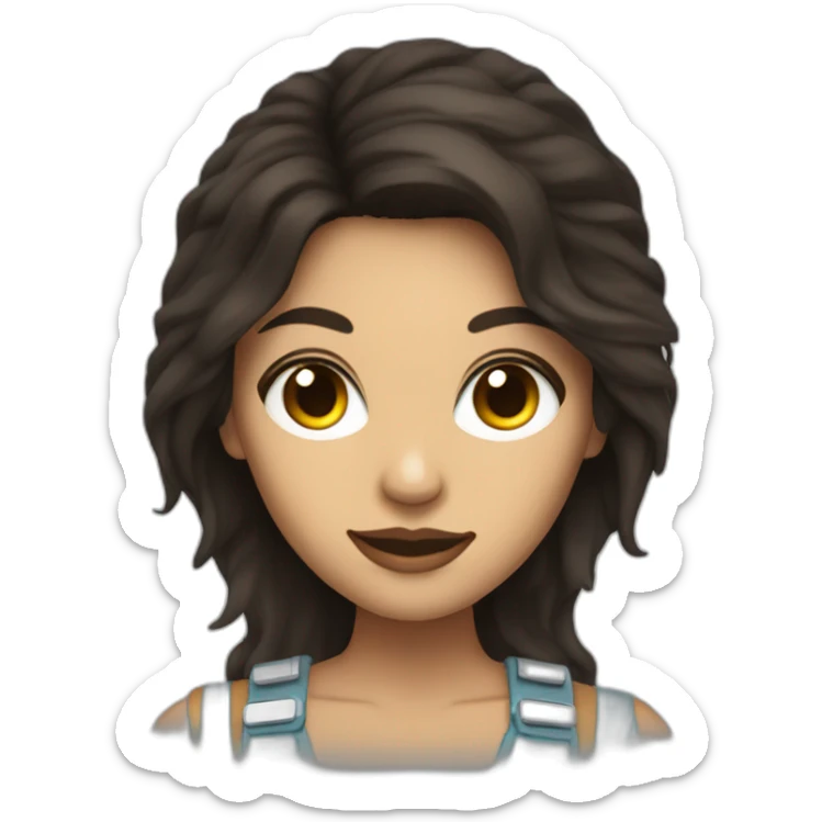 Dark hair and brown eyes woman playing electro guitar sticker