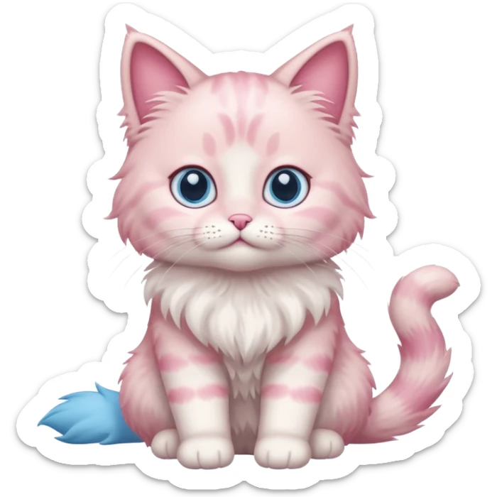 full body of baby Ragdoll pink cat  sticker