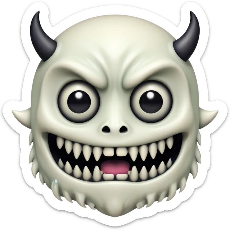 Analog 4d measurement demon horror glitched monster with black eyes no pupil  sticker
