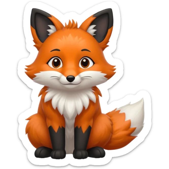 Floofy the Creampuff fox blackish gray fur color chubby Black paws orange color 3 tails sticker