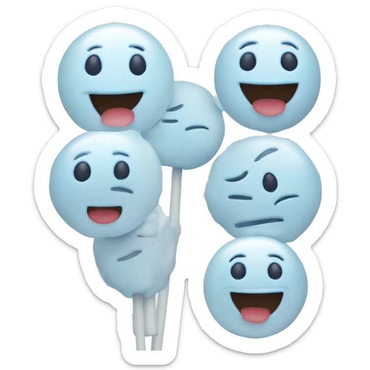 dango, happy face, wink, blue face, round face, eyes as lines, line art, cute, funny, 3d, front. white background sticker