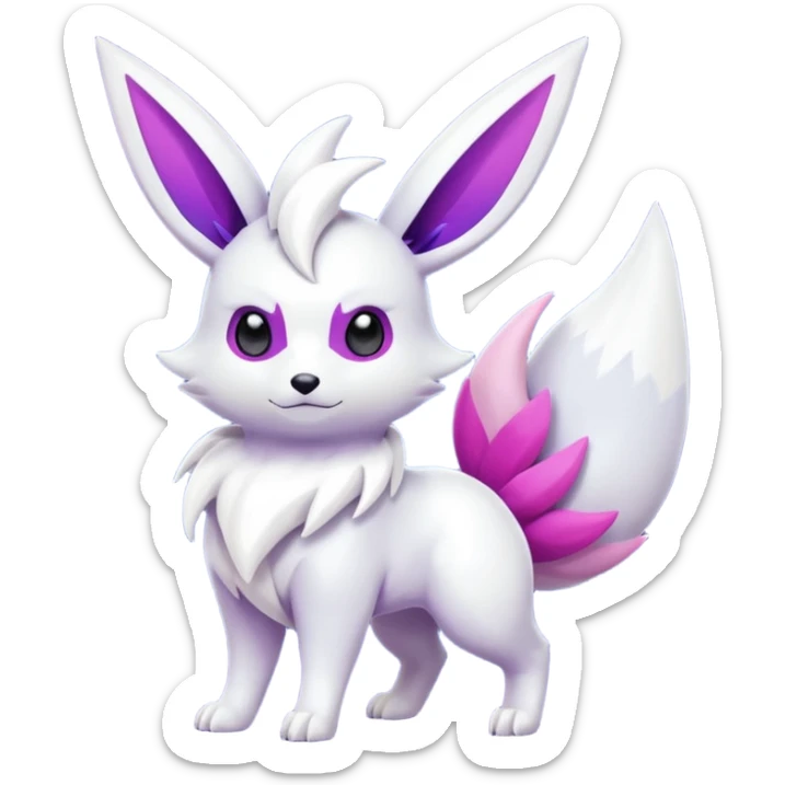 Shiny White with Violet and Indigo and pink markings Eevee-Zangoose-Pokémon-Digimon-Fakémon-fusion-hybrid-creature sticker