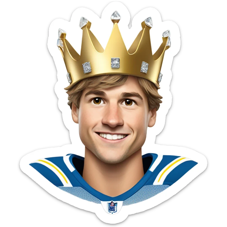 los angeles chargers quarterback justin herbert champion with a crown   sticker