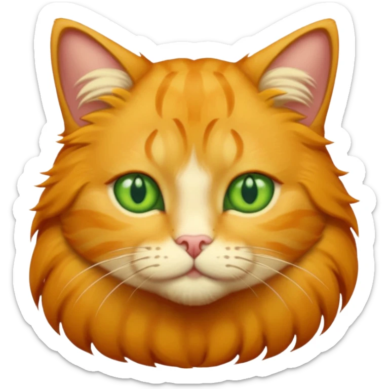 GATO AMARILLO SIN OREJAS VERDES Y OJOS VERDES Y MAS PELUDO sticker