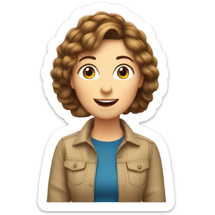 Une Femme caucasienne aux cheveux long brun ondulé qui chante dans un micro sticker