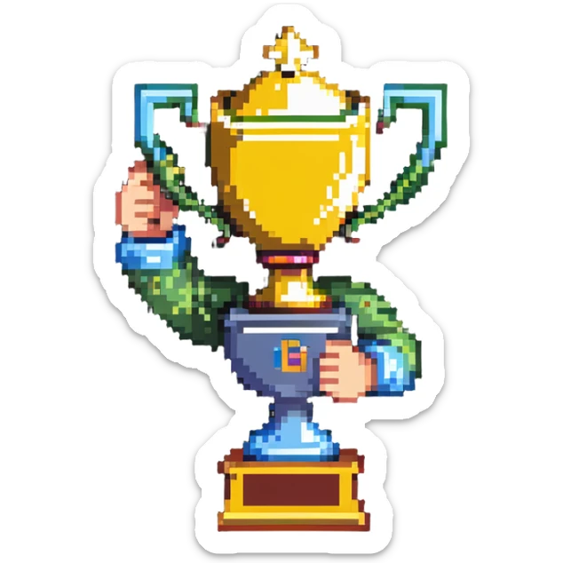 Popular online gaming platform qbix88 with leaderboard, expert gamer and victory trophy sticker