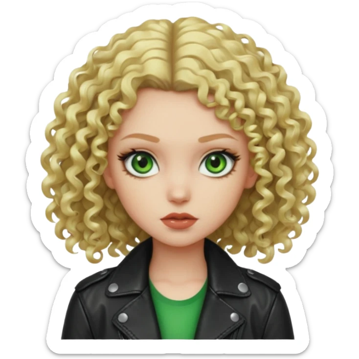 Bad Girl blonde curly Hair 
Green eyes sticker