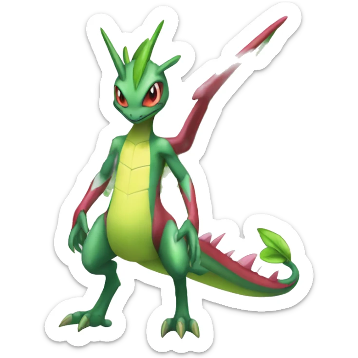 Full body sharp edgy shiny punk colorful Fairy-Flygon-Scyther-grovyle sticker