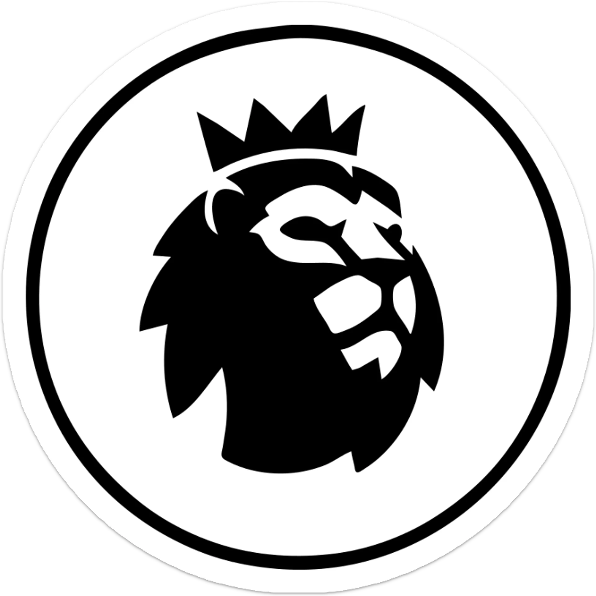minimalist flat design English Premier League badge, simple lion silhouette, purple and white, circular badge, no text sticker