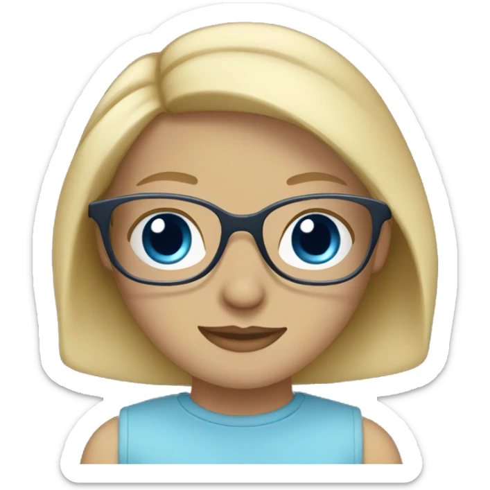 Person,blonde, clear glasses, blue eyes, pretty  sticker