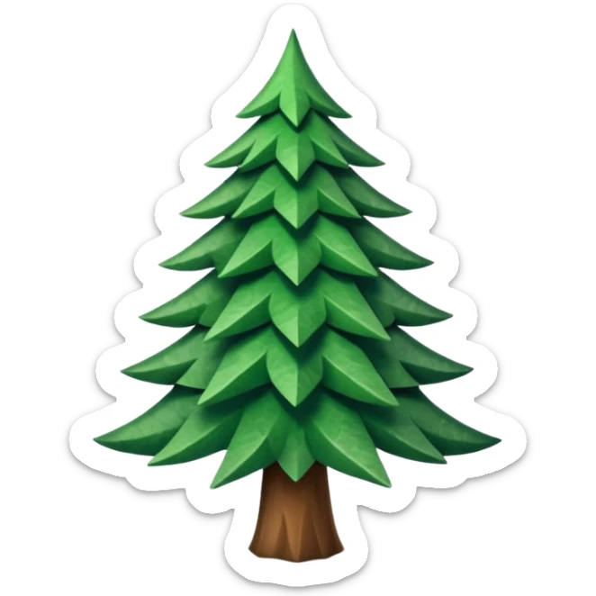 Fais le sapin plus petit, ancré dans du papier. Traits délicats. Logo pour réseaux sociaux. sticker