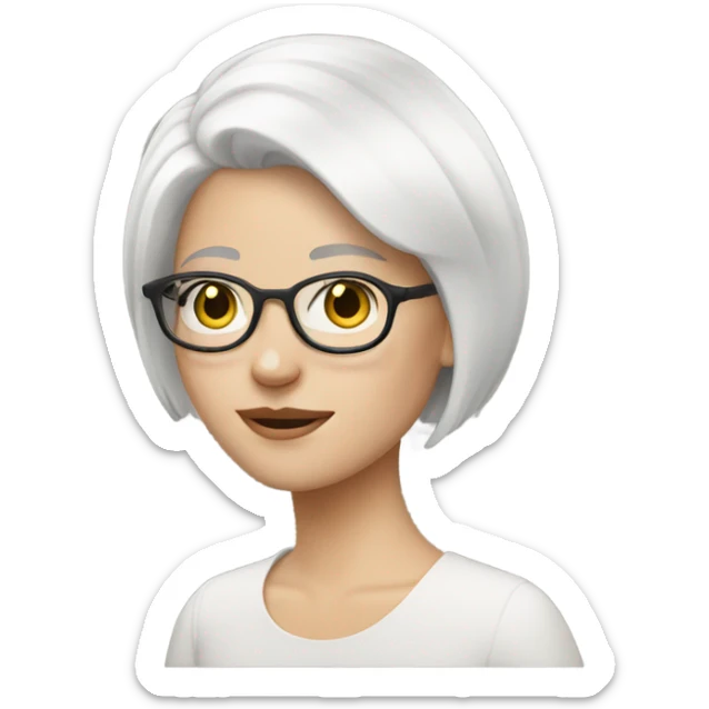 White Girl with a short white hair and glasses  sticker