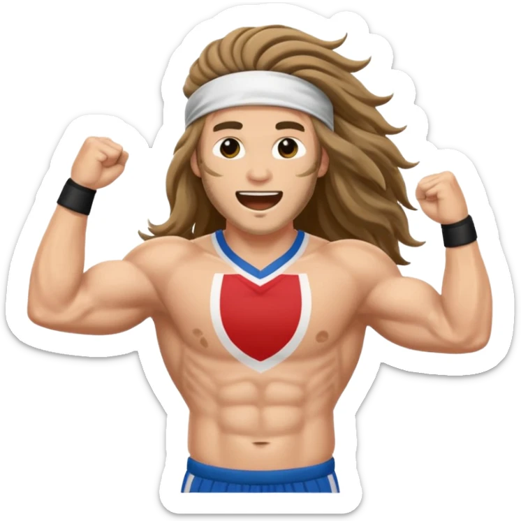 Long Haired Football Players, Player celebrating goal with headband, full body sticker