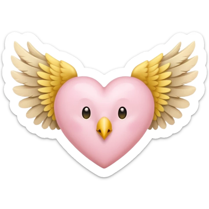 Heart with wings in soft pink, beige and yellow pastel colors sticker