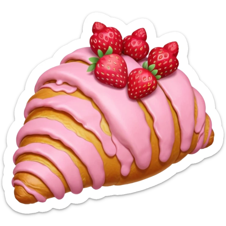 Pink croissant with a lot of small strawberries on the top  sticker
