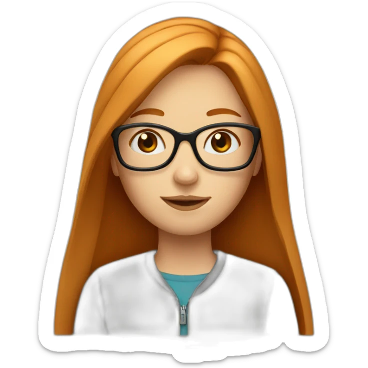 girl with long straight ginger hair and glasses sticker
