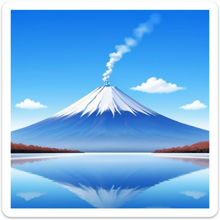 Mount Fuji, the iconic snow-capped mountain of Japan with blue sky sticker