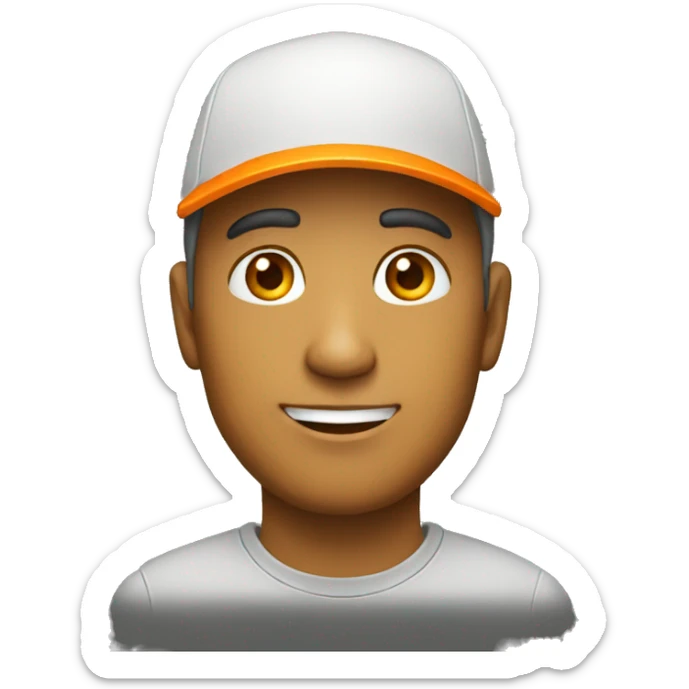 a man with orange or yellow cap sticker