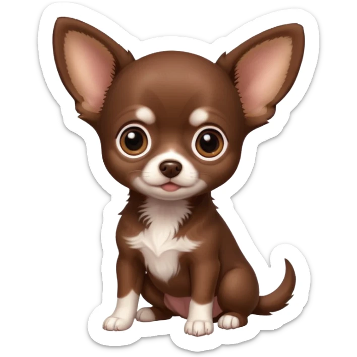 Generate an emoji of a chocolate-colored Chihuahua puppy sticker