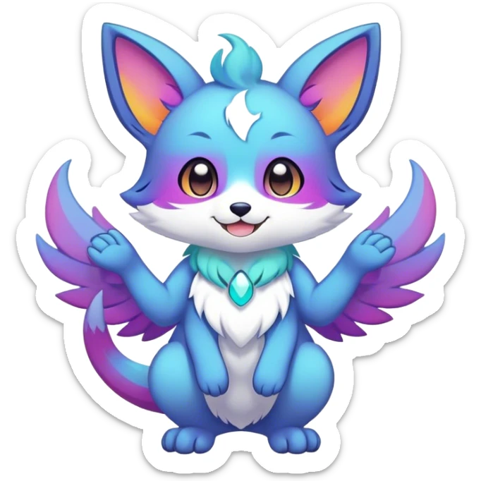 Kawaii colorful ethereal anthro fursona Fakemon sticker